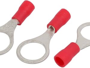 Кабелен накрайник с ухо изолиран за кабел 0,5-1,5мм2 с диаметър 6,5мм, червен 100бр. в пак.